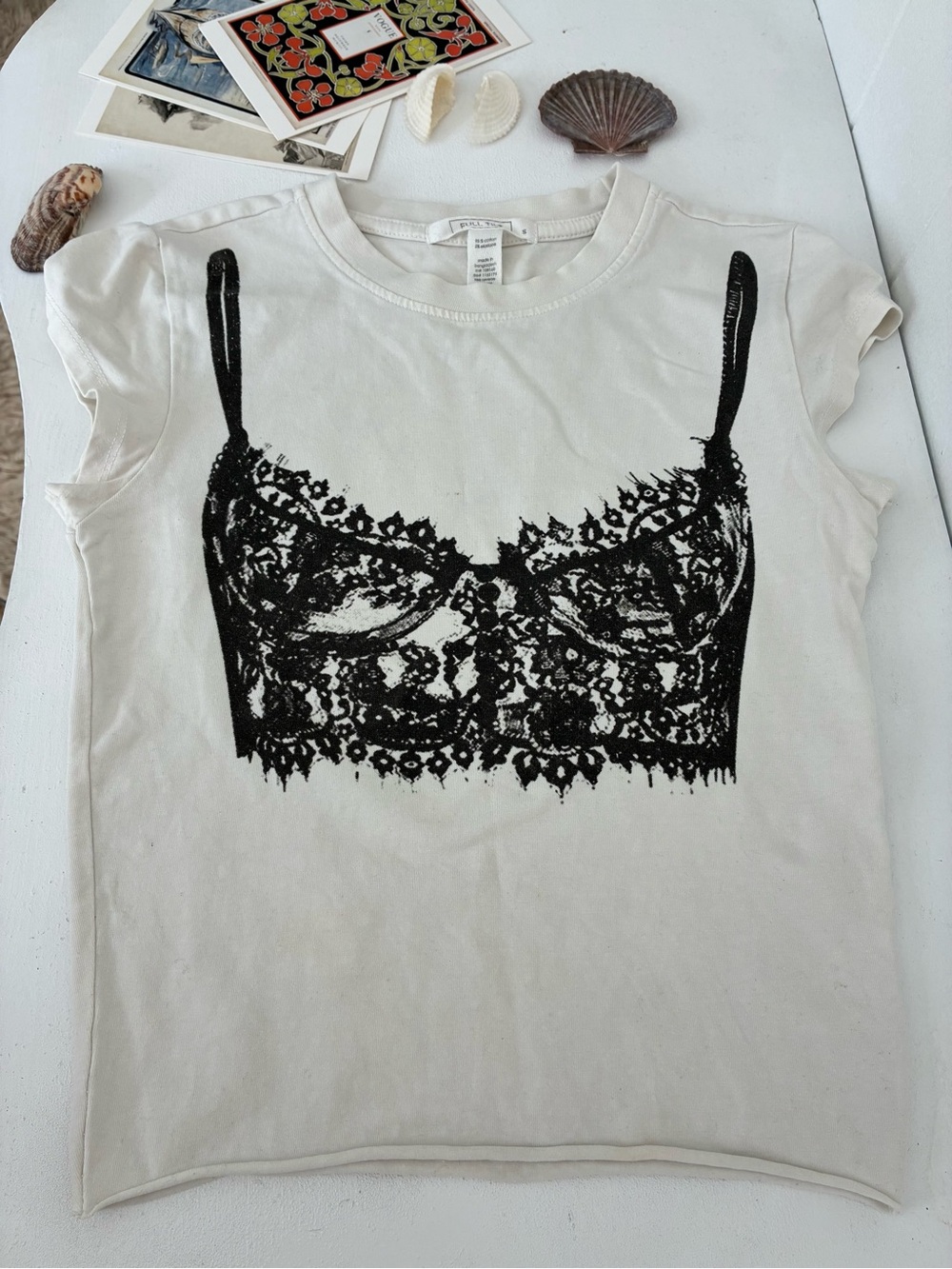 Sought after Full Tilt boustier/bra print cotton+ 5% elastane snug small crop T